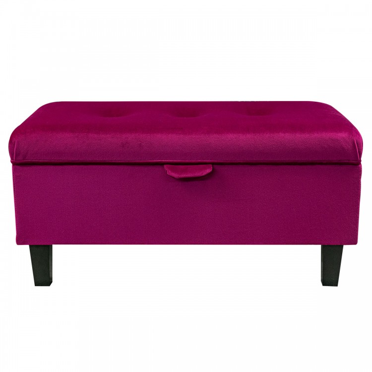 Buttoned Storage Footstool in Monaco Boysenberry Velvet Fabric | Beaumont