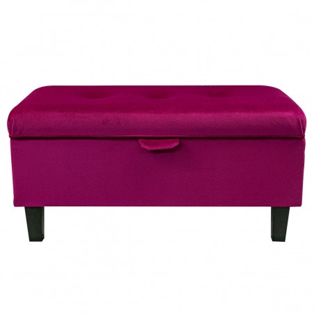 Buttoned Storage Footstool in Monaco Boysenberry Velvet Fabric | Beaumont