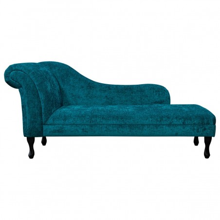Large Chaise Longue in Carlton Teal Chenille | Beaumont
