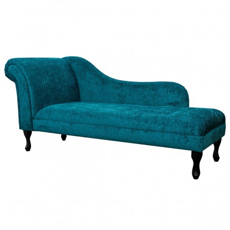 Large Chaise Longue in Carlton Teal Chenille | Beaumont