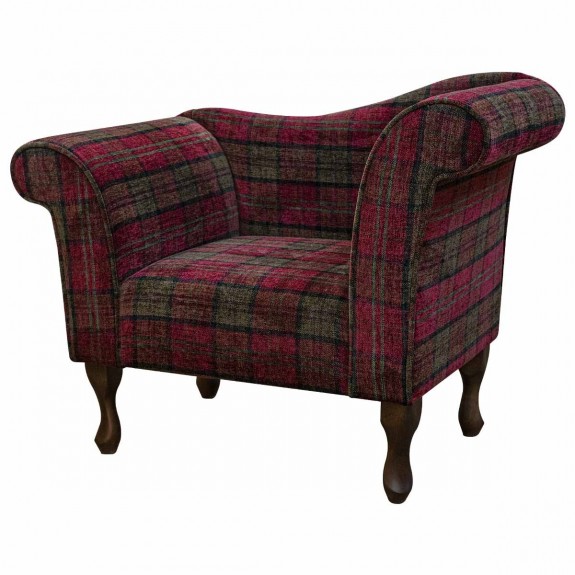 LUXE Designer Chaise Chair in a Lana Red Tartan Fabric