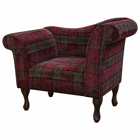 Designer Chaise Chair in Lana Red Tartan Fabric LAN1258 | Beaumont