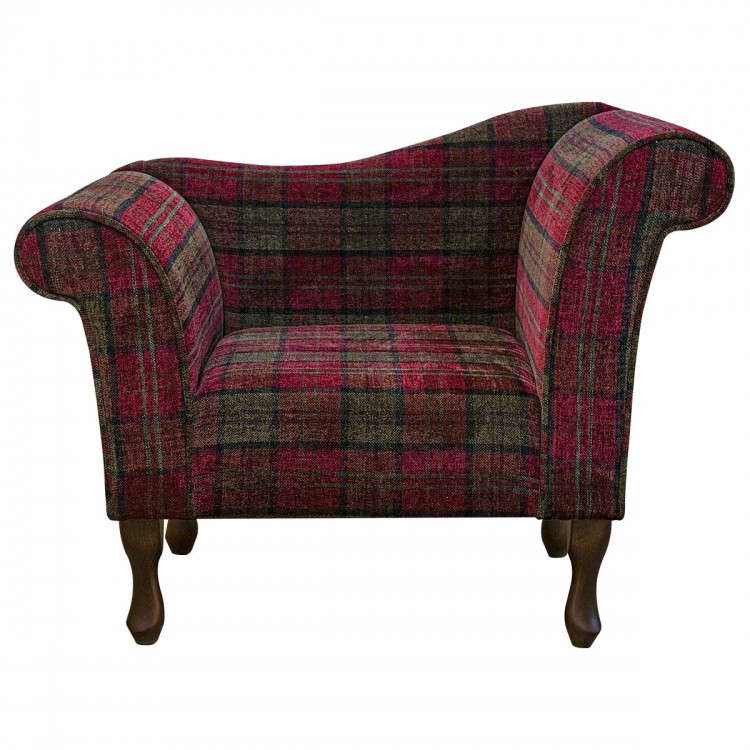 Designer Chaise Chair in Lana Red Tartan Fabric LAN1258 | Beaumont