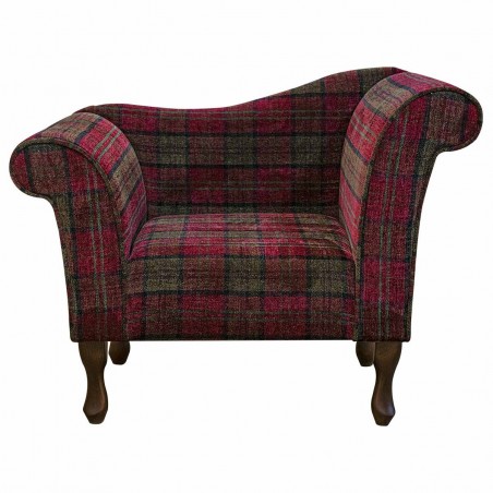 Designer Chaise Chair in Lana Red Tartan Fabric LAN1258 | Beaumont