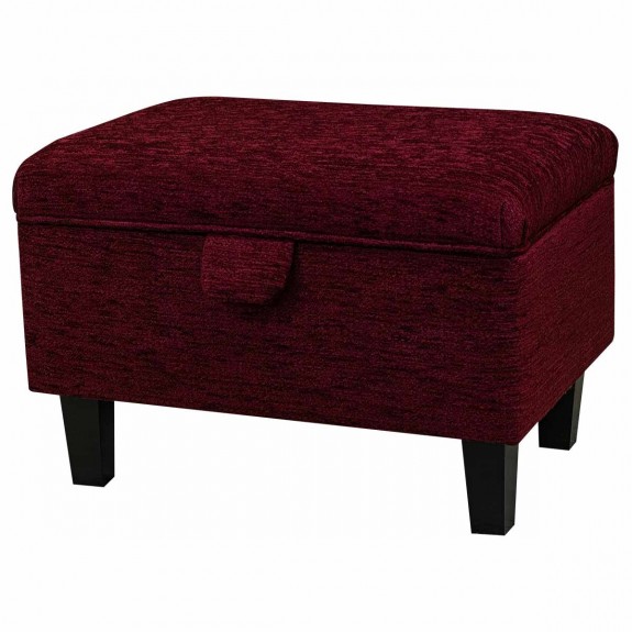 claret red boucle footstool