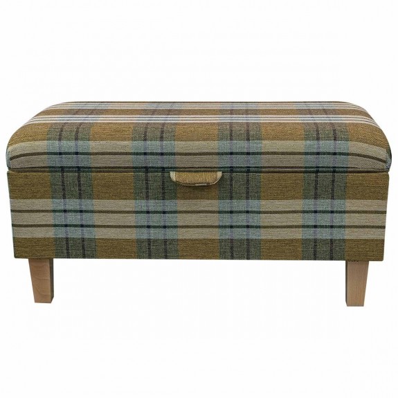 Storage Footstool, Ottoman, Pouffe in a Kintyre Pampas Tartan Fabric