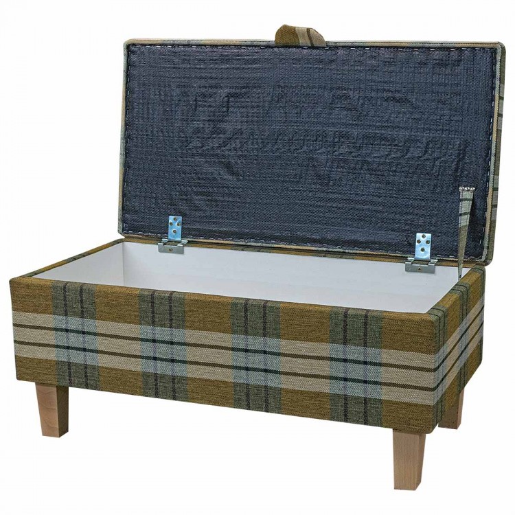Storage Ottoman Stool in a Kintyre Pampas Tartan Fabric | Beaumont