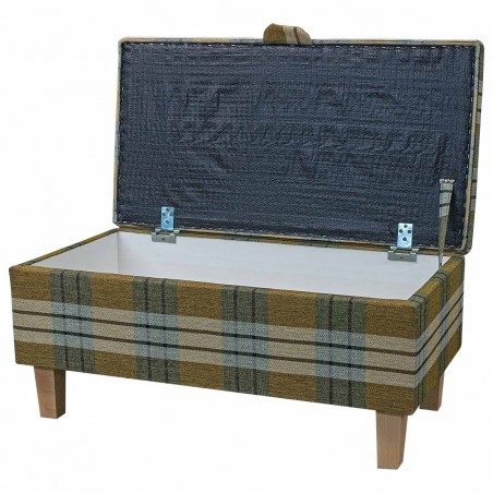 Storage Ottoman Stool in a Kintyre Pampas Tartan Fabric | Beaumont
