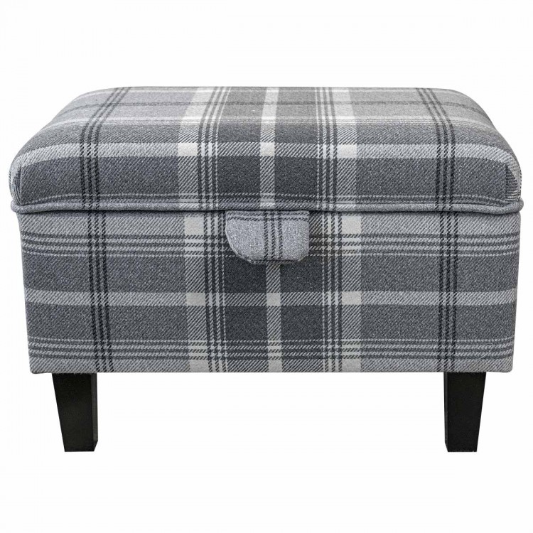 grey tartan ottoman with storage