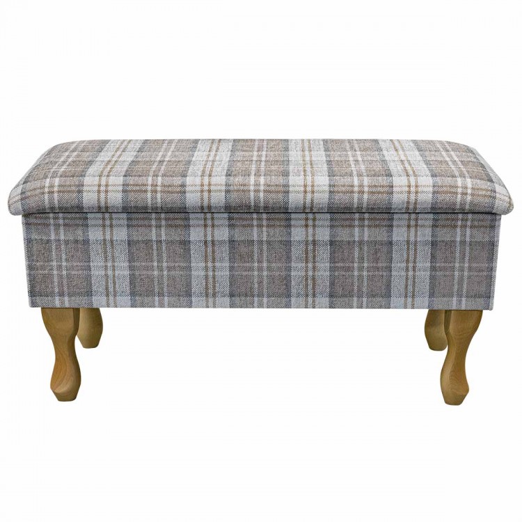 Dressing Table Stool in a Lana Latte Plaid Fabric LAN1601 | Beaumont