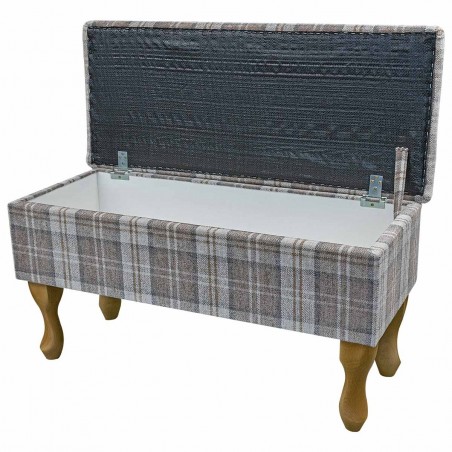 Dressing Table Stool in a Lana Latte Plaid Fabric LAN1601 | Beaumont