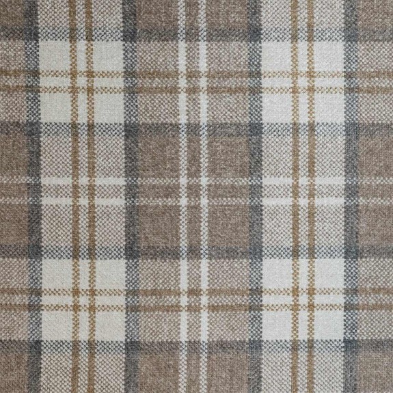 LUXE Medium Dressing Table Storage Stool in a Lana Latte Plaid Tartan Fabric
