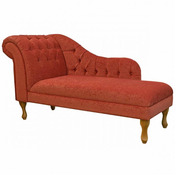 Buttoned Chaise Longue in Pimlico Crush Copper Fabric SR16017 | Beaumont
