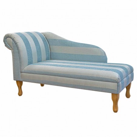 Medium Chaise Longue in a Woburn Blue Stripe Fabric SR17061 | Beaumont