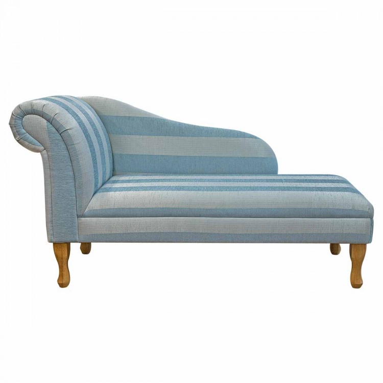 Medium Chaise Longue in a Woburn Blue Stripe Fabric SR17061 | Beaumont